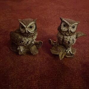 VTG 80s HOMCO Pair of Porcelain Horned Owl Figurines
